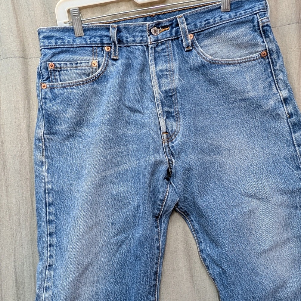 Levis 501 XX Mens Straight Leg Button Fly Denim Jeans Blue Medium Wash W35 L33